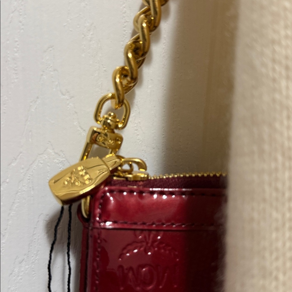 MCM Patent Leather Crossbody Bag in Burgundy with Gold Chain - Picture 3 of 5